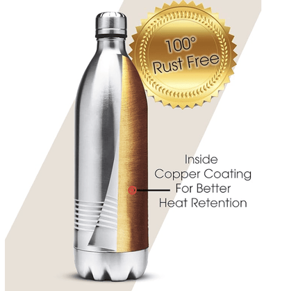 Milton Duo DLX 1000 Thermosteel 24 Hours Hot and Cold Water Bottle, 1 Piece, 1 Litre | Leak Proof | Office Bottle | Gym | Home | Kitchen | Hiking | Trekking | Travel Bottle