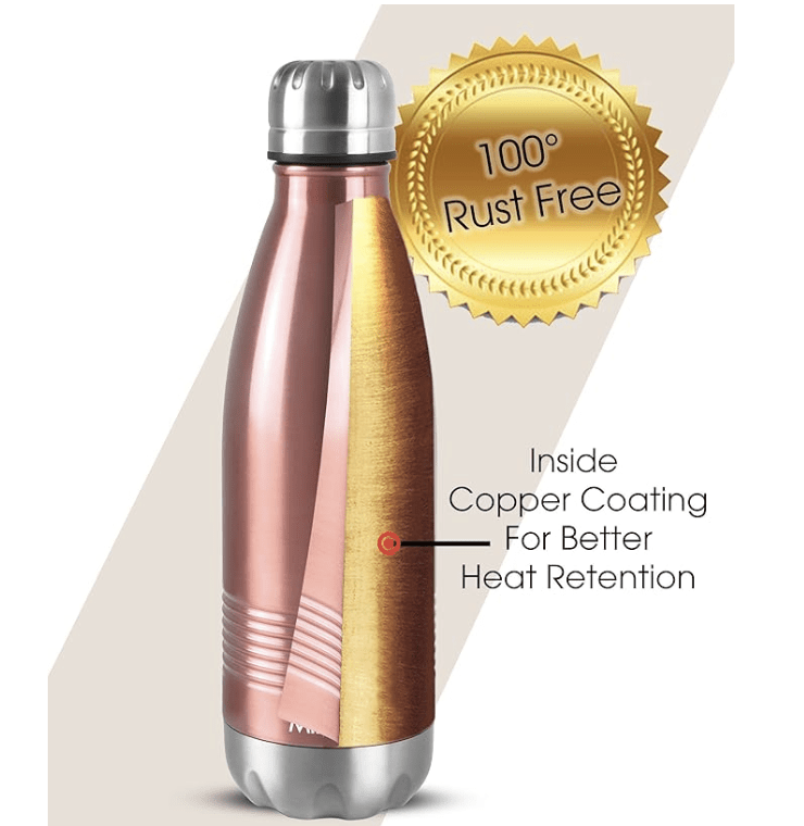 Milton Duo DLX 1000 Thermosteel 24 Hours Hot and Cold Water Bottle, 1 Piece, 1 Litre | Leak Proof | Office Bottle | Gym | Home | Kitchen | Hiking | Trekking | Travel Bottle