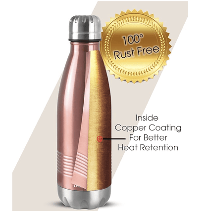 Milton Duo DLX 1000 Thermosteel 24 Hours Hot and Cold Water Bottle, 1 Piece, 1 Litre | Leak Proof | Office Bottle | Gym | Home | Kitchen | Hiking | Trekking | Travel Bottle