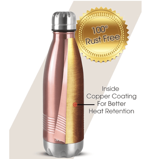 मिल्टन डुओ DLX 1000 थर्मोस्टील 24 घंटे गर्म और ठंडे पानी की बोतल, 1 पीस, 1 लीटर | लीक प्रूफ | ऑफिस बोतल | जिम | घर | किचन | हाइकिंग | ट्रैकिंग | ट्रैवल बोतल 