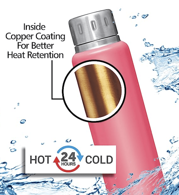 Milton Elfin 500 Thermosteel 24 Hours Hot and Cold Water Bottle, 500 ml, Pink | Leak Proof | Easy to Carry | Office Bottle | Hiking | Trekking | Travel Bottle | Gym | Home | Kitchen Bottle