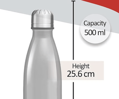 Milton Duo DLX 500 Thermosteel 24 Hours Hot and Cold Water Bottle, 1 Piece, 500 ml, Silver | Leak Proof | Office Bottle | Gym | Home | Kitchen | Hiking | Trekking | Travel Bottle