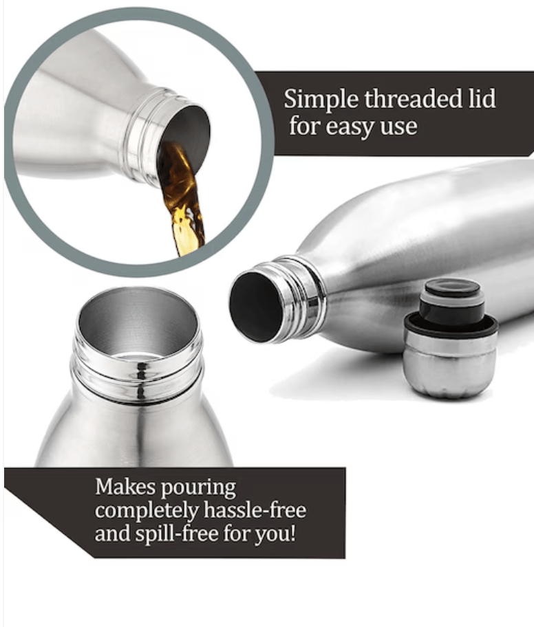 Milton Duo DLX 500 Thermosteel 24 Hours Hot and Cold Water Bottle, 1 Piece, 500 ml, Silver | Leak Proof | Office Bottle | Gym | Home | Kitchen | Hiking | Trekking | Travel Bottle