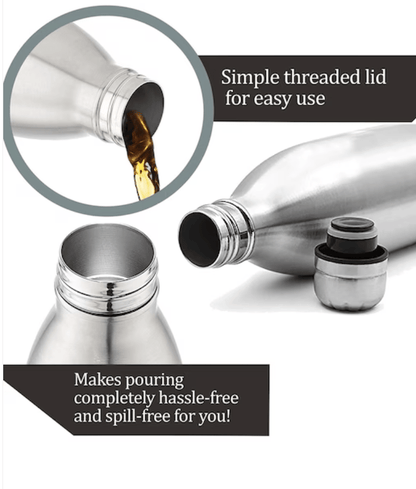Milton Duo DLX 500 Thermosteel 24 Hours Hot and Cold Water Bottle, 1 Piece, 500 ml, Silver | Leak Proof | Office Bottle | Gym | Home | Kitchen | Hiking | Trekking | Travel Bottle