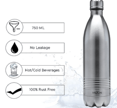 Milton Duo DLX 750 Thermosteel 24 Hours Hot and Cold Water Bottle, 1 Piece, 700 ml, Silver | Leak Proof | Office Bottle | Gym | Home | Kitchen | Hiking | Trekking | Travel Bottle-6