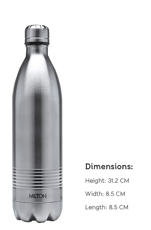 Milton Duo DLX 750 Thermosteel 24 Hours Hot and Cold Water Bottle, 1 Piece, 700 ml, Silver | Leak Proof | Office Bottle | Gym | Home | Kitchen | Hiking | Trekking | Travel Bottle