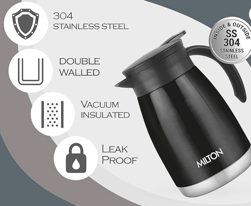 Milton Bistro 800 Thermosteel Carafe, 780 ml, Black-4