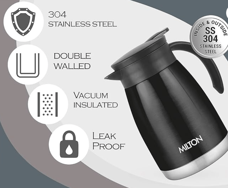 Milton Bistro 800 Thermosteel Carafe, 780 ml, Black-4