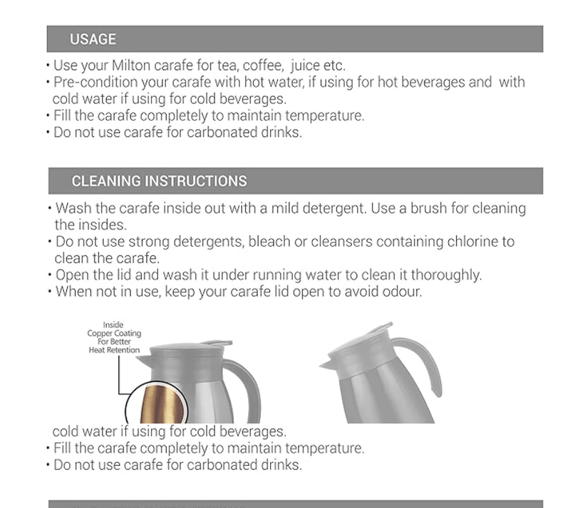 Milton Bistro 800 Thermosteel Carafe, 780 ml, Black-3