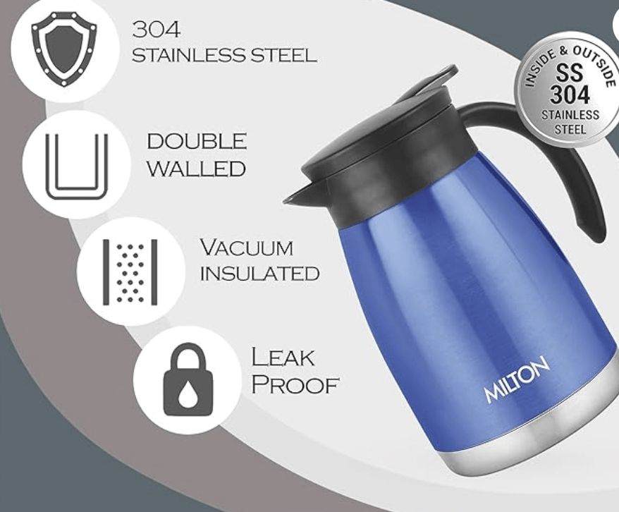 Milton Bistro 800 Thermosteel Carafe, 770 ml, Blue