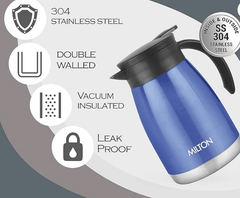 Milton Bistro 800 Thermosteel Carafe, 770 ml, Blue-2