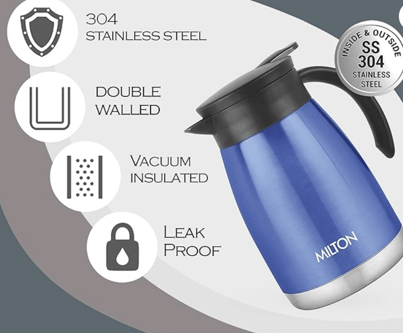 Milton Bistro 800 Thermosteel Carafe, 770 ml, Blue-2