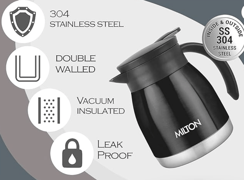 Milton Bistro 600 Thermosteel Carafe, 495 ml, Black-2