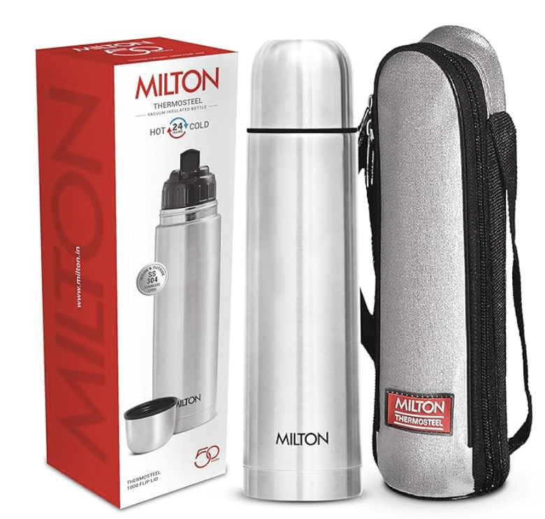 Milton Thermosteel Flip Lid Flask, 1000 milliliters, Silver