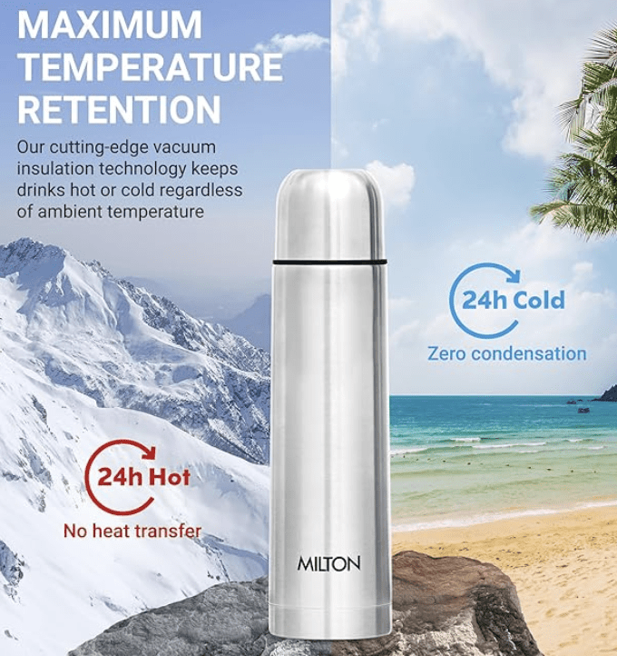 Milton Thermosteel Flip Lid Flask, 500 milliliters, Silver