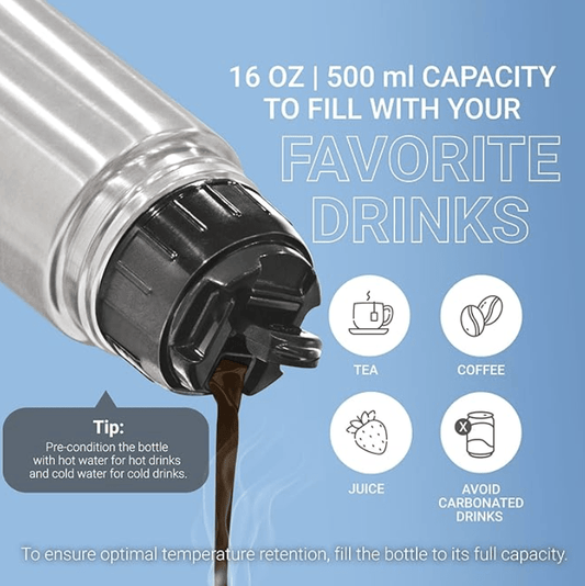 मिल्टन थर्मोस्टील फ्लिप लिड फ्लास्क, 500 मिलीलीटर, सिल्वर 