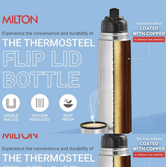 Milton Thermosteel Flip Lid Flask, 750 milliliters, Silver-3