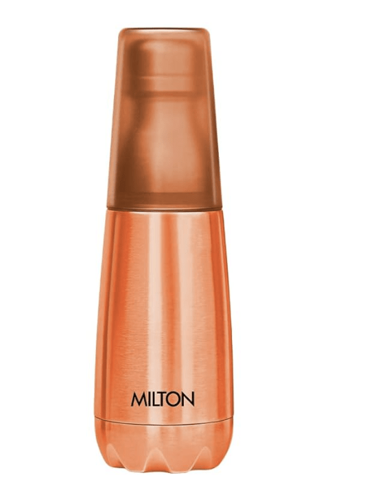 Milton Vertex 500 Thermosteel Water Bottle with Unbreakable Plastic Tumbler, 500 ml, Peach