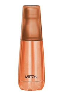 Milton Vertex 500 Thermosteel Water Bottle with Unbreakable Plastic Tumbler, 500 ml, Peach-2