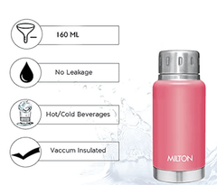 Milton Elfin Thermosteel Hot and Cold Water Bottle, 160 ml, Pink-2