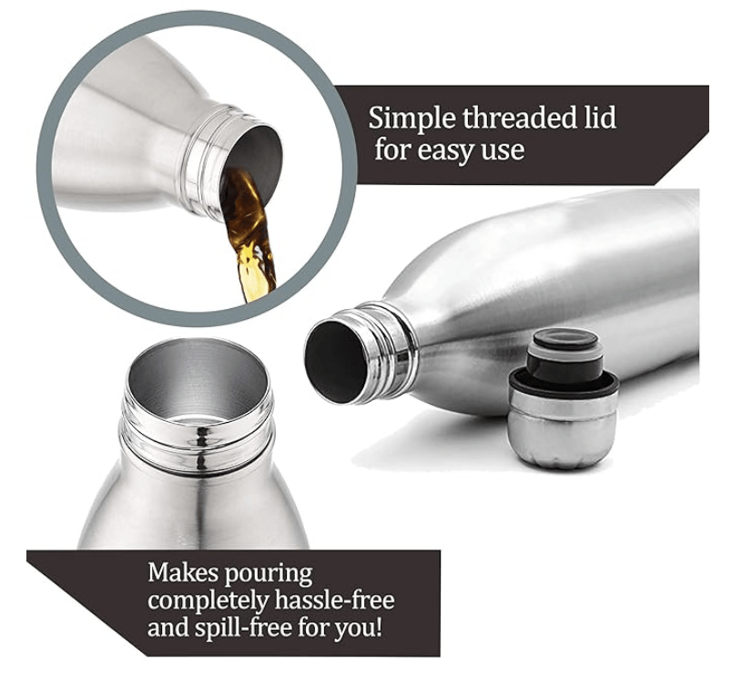 मिल्टन डुओ DLX 1800 थर्मोस्टील 24 घंटे गर्म और ठंडे पानी की बोतल बैग के साथ, 1 पीस, 1.8 लीटर, सिल्वर | लीक प्रूफ | ऑफिस बोतल | जिम | घर | किचन | हाइकिंग | ट्रैकिंग | ट्रैवल बोतल 