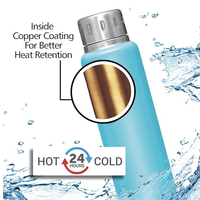 Milton Elfin 750 Thermosteel 24 Hours Hot and Cold Water Bottle, 750 ml, Light Blue | Leak Proof | Easy to Carry | Office Bottle | Hiking | Trekking | Travel Bottle | Gym | Home | Kitchen Bottle