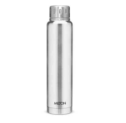 Milton Elfin 750 Thermosteel 24 Hours Hot and Cold Water Bottle, 750 ml, Silver | Leak Proof | Easy to Carry | Office Bottle | Hiking | Trekking | Travel Bottle | Gym | Home | Kitchen Bottle