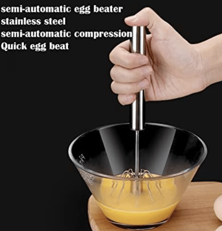 Stainless Steel Semi-Automatic Egg Beater Household Baking Tool Cream Egg Hand Mixer-4