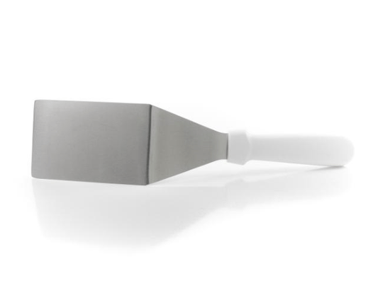 Turner, solid, stiff, offset, 6-3/4in.Lstainless steel blade, 5in. long white plastic handle