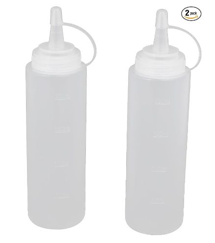 2Pcs 200ml Funnels 8oz Clear Kitchen Plastic Squeeze Bottles Condiment Ketchup Mustard Filtering Funnels Oil Salt