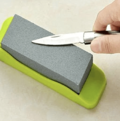 Sharpening Stone Double-Sided Carborundum Whetstone with Plastic Base and Non-Skid Bottom