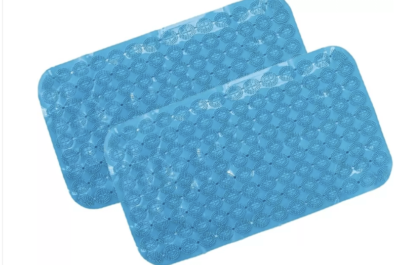 Extra-Long ANTI-MICROBIAL Non-Slip Bath Tub Mat - Vinyl (Blue) - By Tike Smart