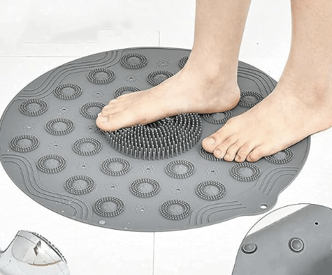 Silicone Bath Massage Back Cushion Mat, Shower Foot Cleaner Scrubber Foot Brush Massager Pad Non Slip Suction Cup Exfoliating Dead Skin Foot Mat for Shower