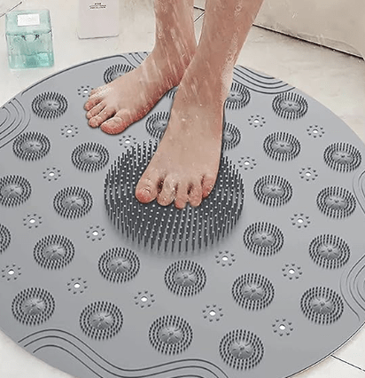 Silicone Bath Massage Back Cushion Mat, Shower Foot Cleaner Scrubber Foot Brush Massager Pad Non Slip Suction Cup Exfoliating Dead Skin Foot Mat for Shower