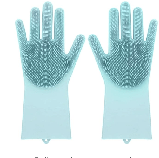 Magic Silicone Scrubbing Gloves, Scrub Cleaning Gloves with Scrubber for Dishwashing and Pet Grooming, Latex Free, Great for Washing Dish,Kitchen,Car,Bathroom