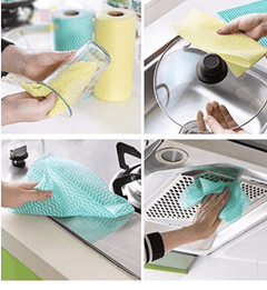 HOKIPO Reusable Absorbent Microfiber Cleaning Wipes Roll (250x300 mm, Blue) - 50 Pieces-3
