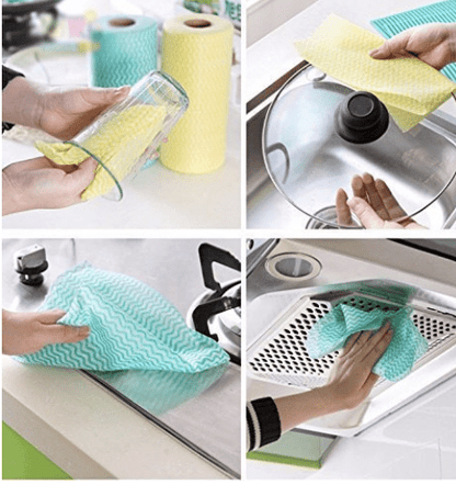 HOKIPO पुन: प्रयोज्य अवशोषक माइक्रोफाइबर क्लीनिंग वाइप्स रोल (250x300 मिमी, नीला) - 50 पीस 