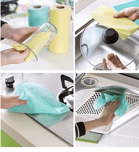 HOKIPO Reusable Absorbent Microfiber Cleaning Wipes Roll (250x300 mm, Blue) - 50 Pieces-3