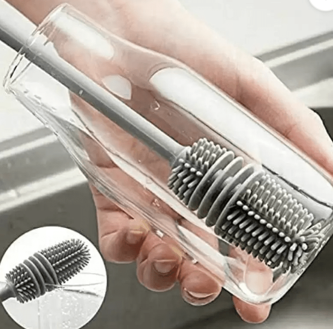 Bottle Mug Brush, Glassware Cleaning , Long Handle Silicone Bottle Cleaner Brush Silicone Dry Brush  (Grey, Grey)