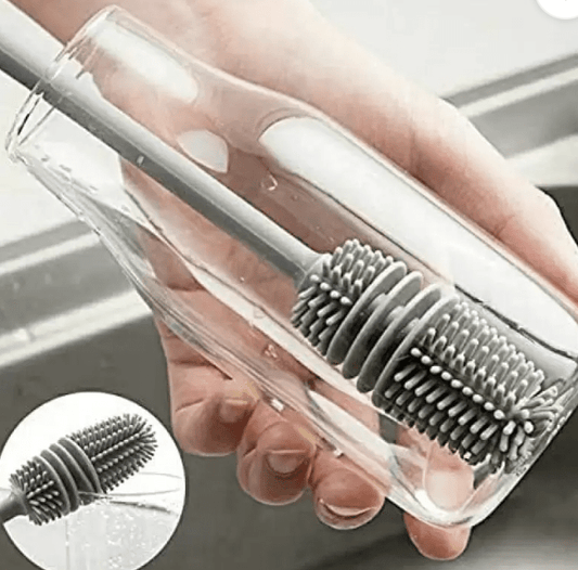 Bottle Mug Brush, Glassware Cleaning , Long Handle Silicone Bottle Cleaner Brush Silicone Dry Brush  (Grey, Grey)
