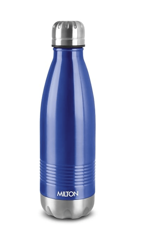 Milton Duo DLX 350 Thermosteel 24 Hours Hot and Cold Water Bottle, 1 Piece, 350 ml, Blue | Leak Proof | Office Bottle | Gym | Home | Kitchen | Hiking | Trekking | Travel Bottle