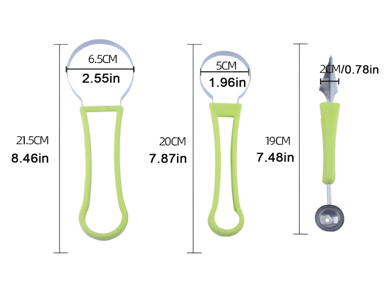 4 in 1 Stainless Steel Fruit Tool Set,Seed Remover for Watermelon Slicer,Dig Pulp Separator,for Dig Pulp Fruit Salad in Kitchen (Green,1PCS)