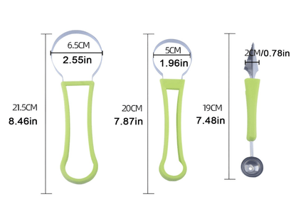 4 in 1 Stainless Steel Fruit Tool Set,Seed Remover for Watermelon Slicer,Dig Pulp Separator,for Dig Pulp Fruit Salad in Kitchen (Green,1PCS)