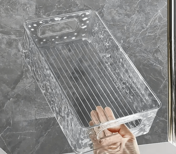 1pc Clear Desktop Plastic Storage Box For Organizing Cosmetics, Makeup, Jewelry, Tableware, Food And Books - Perfect For Counter, Dresser And Nightstand-4