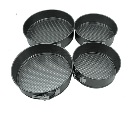 eKitchen Carbon Steel Round Shape Cake Mould | Baking Pan (Set of 4 Pcs)