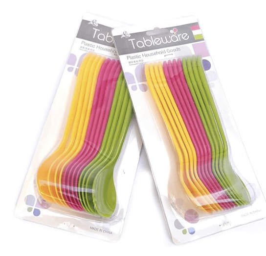 Puthak 12 Pcs Food Plastic Spoon Set for Baby Feeding Plastic Table Spoon Set Plastic Tea Spoon, Coffee Spoon Set (Pack of 12)