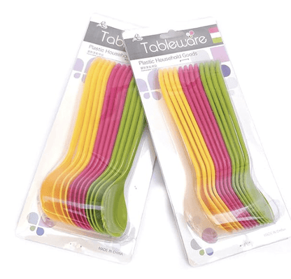 Puthak 12 Pcs Food Plastic Spoon Set for Baby Feeding Plastic Table Spoon Set Plastic Tea Spoon, Coffee Spoon Set (Pack of 12)