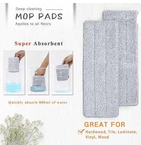 Oshang Flat Mop Head Refill 2 Pack - Grey-4