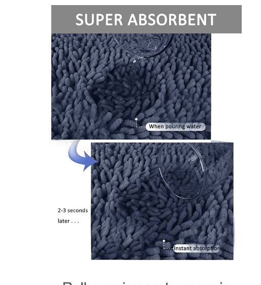 Bathroom Rugs Bath Mat Chenille Bath Rug, Extra Soft and Absorbent Shaggy Bathroom Mat Rugs, Washable, Strong Underside, Plush Carpet Mats for Kids Tub, Shower, and Bath Room