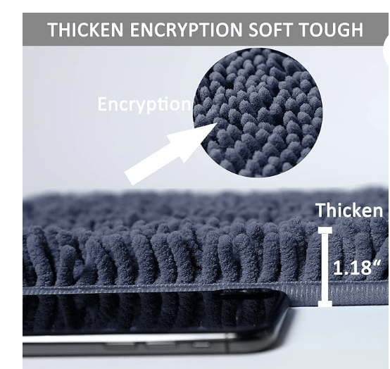 Bathroom Rugs Bath Mat Chenille Bath Rug, Extra Soft and Absorbent Shaggy Bathroom Mat Rugs, Washable, Strong Underside, Plush Carpet Mats for Kids Tub, Shower, and Bath Room